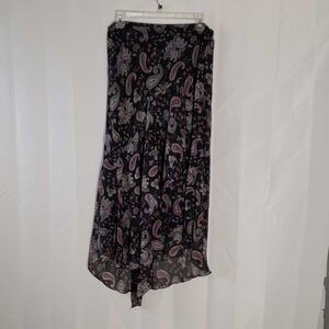 Whimsigoth Fairy Grunge Paisley  Black Gray Red Asymmetrical  Maxi Skirt Small